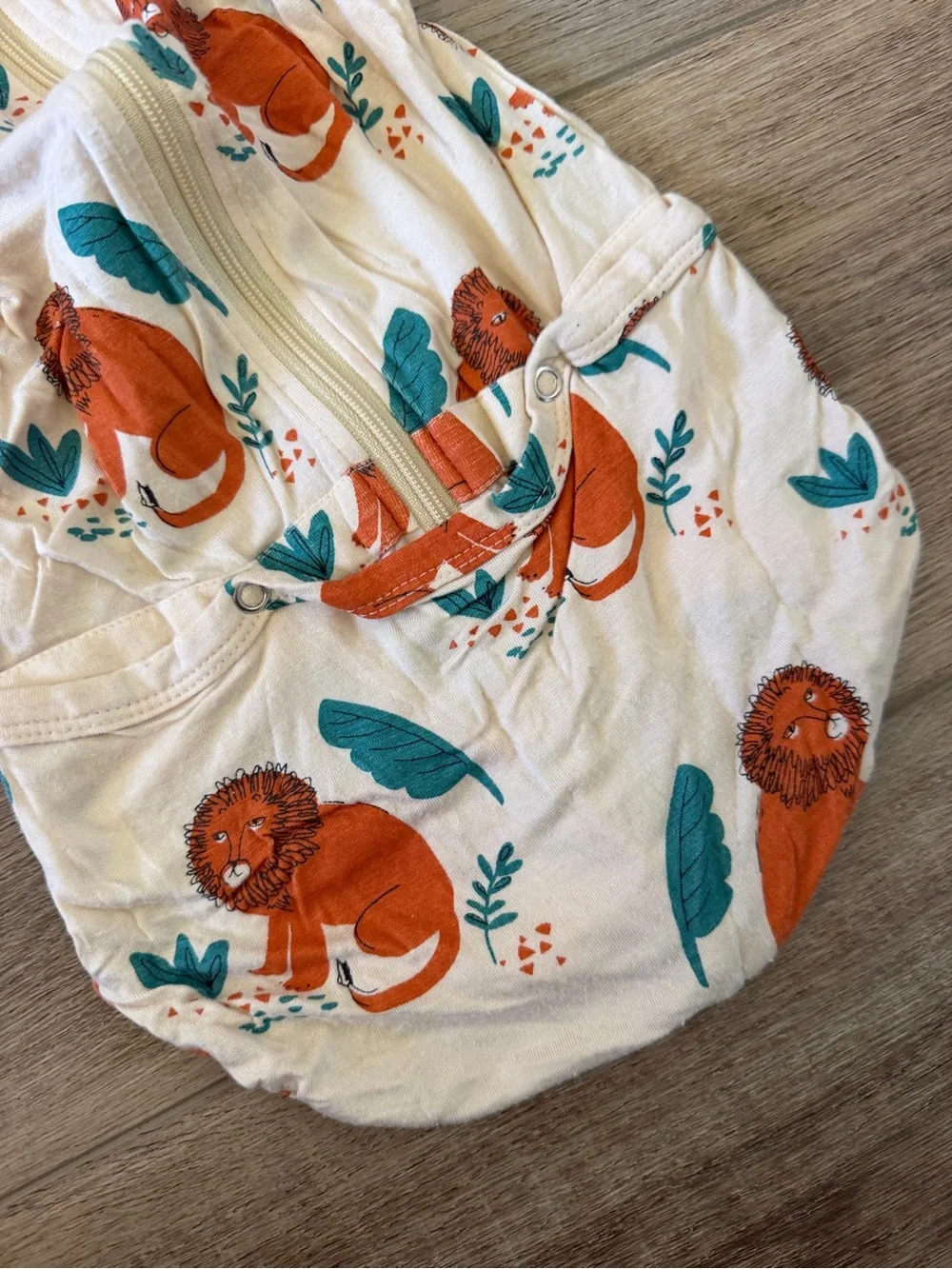 Lion Print Baby Zipper Swaddle - Cream & Orange